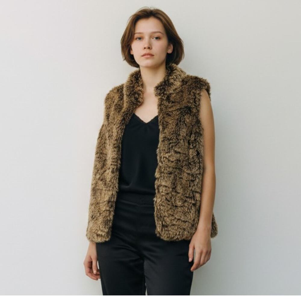 Cripple Creek Brown Faux Fur Vest Small Western Boho